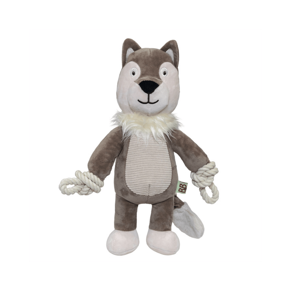 Danish Wildlife Ulv Valdemar 37 cm hundelegetøj med knitrende hale og aftagelig squeaker
