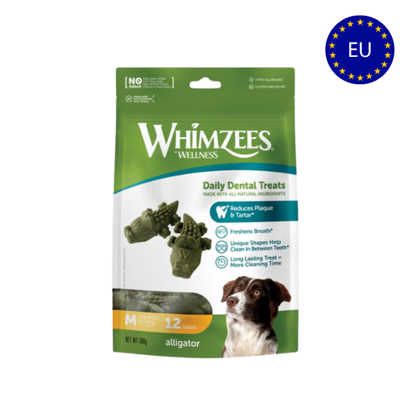 Hundegodbid - Whimzees Tyggeben - Alligator - FjeldgaardShop.dk Dental Sticks WHIMZEES