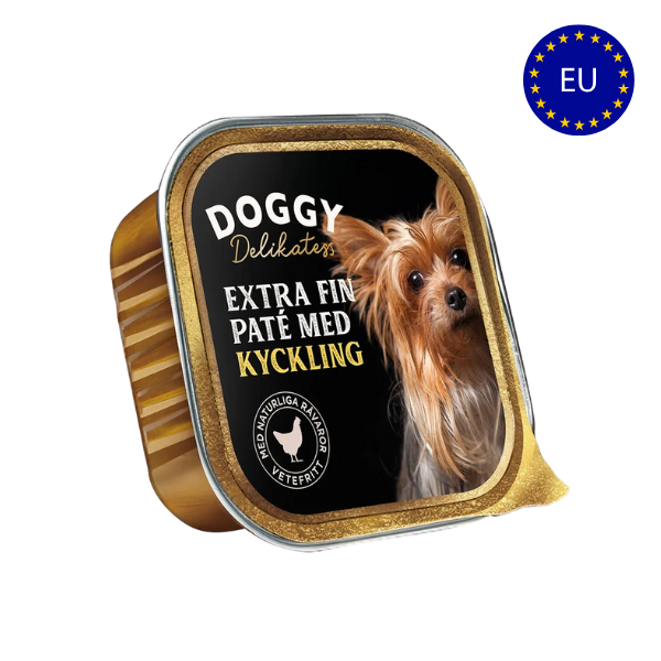 Vådfoder - Doggy Delikatesse Paté Med Kylling 150 gr. - FjeldgaardShop.dk Vådfoder/dåsefoder til hunde Doggy