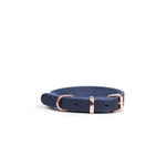 Walk'it Halsbånd – Vintage Blå Læder med Rosaguld by Walk'it