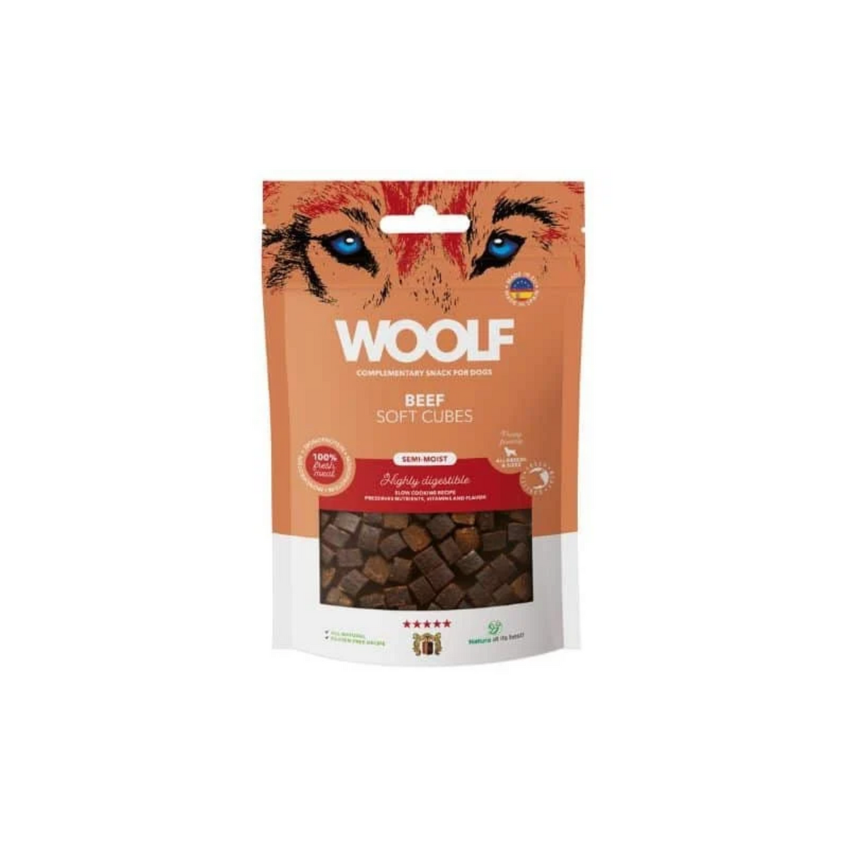 Woolf Soft Cubes Beef 100 g bløde hundegodbidder med oksekød