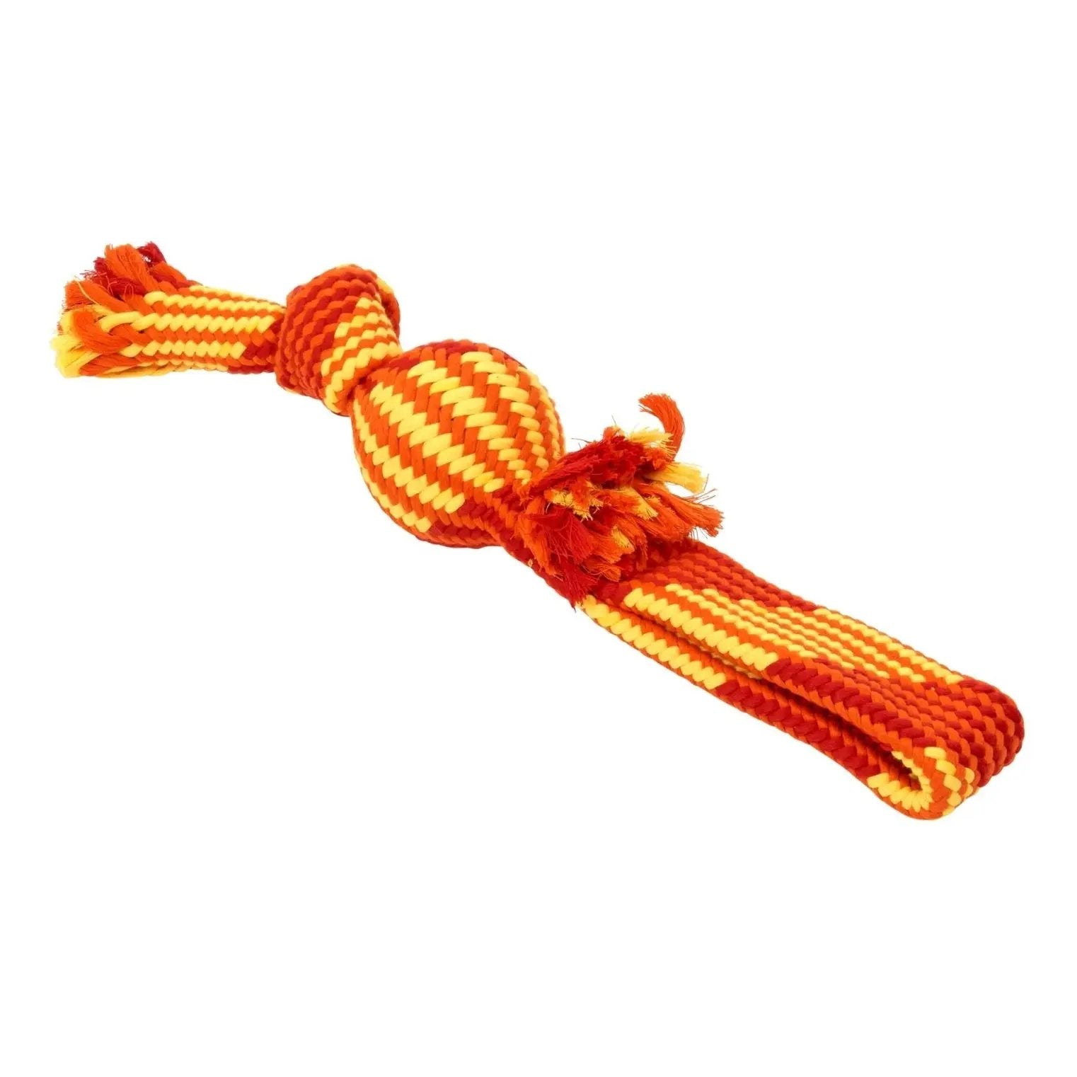 BUSTER Colour Tugger Squeak Rope m/vinylbold rød/orange/gul - Udgår by Buster