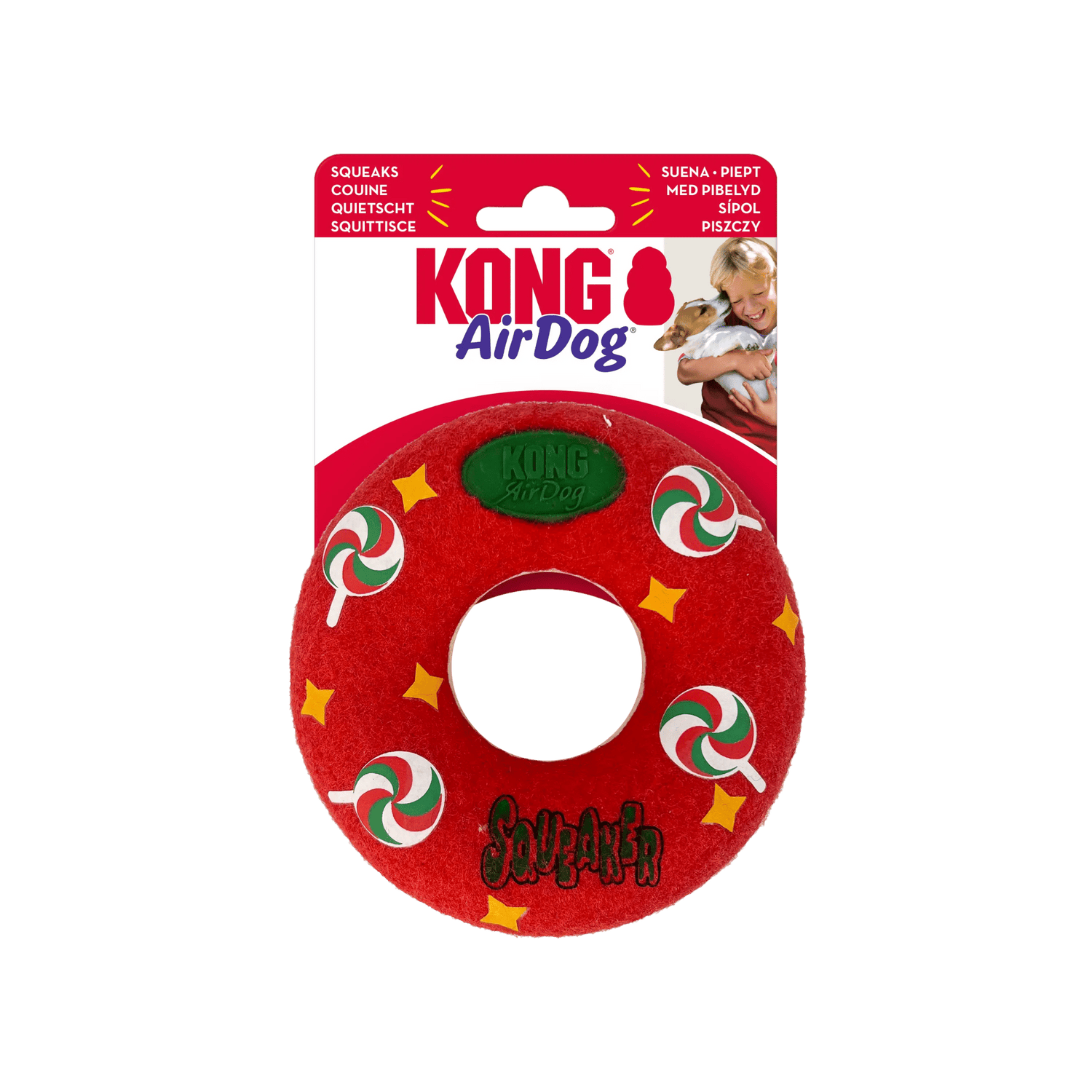 KONG Holiday AirDog® Pivlegetøj Donut - Medium - udgår - FjeldgaardShop.dk JUL KONG