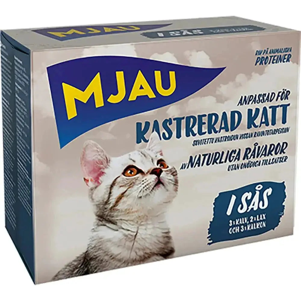 Mjau Pouch Multibox kastrerad I Sauce 8x85 gr. by Doggy