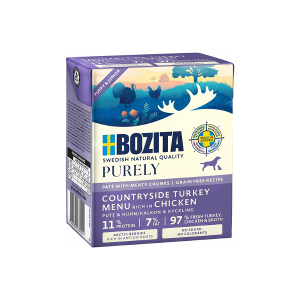 Kornfrit vådfoder - Bozita Purely Puppy & junior Pate Kalkun 370 gr. - FjeldgaardShop.dk Hvalpefoder Bozita