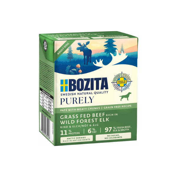 Vådfoder - Bozita Purely Pate med Elg 370 gr. Kornfri - FjeldgaardShop.dk Vådfoder/dåsefoder til hunde Bozita