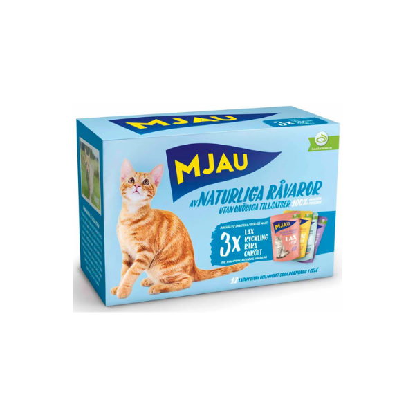 Mjau vådfoder i Gelé med Kød og Fisk 12x85g (EU) - FjeldgaardShop.dk Vådfoder til katte Doggy