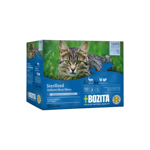 Bozita Steriliseret kat - Rensdyr og fjerkræ i Sauce 12 x 85 gr. by Bozita