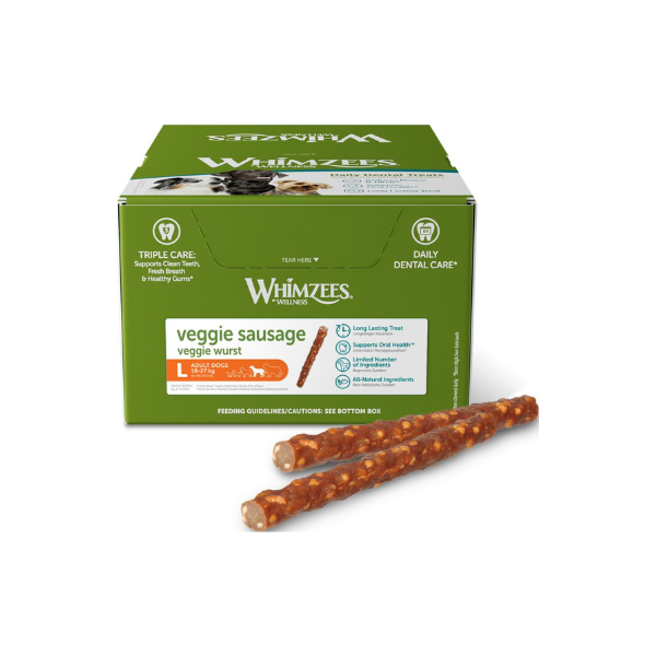 Tyggeben - Whimzees Veggie Sausage - FjeldgaardShop.dk Veganske hundesnacks WHIMZEES