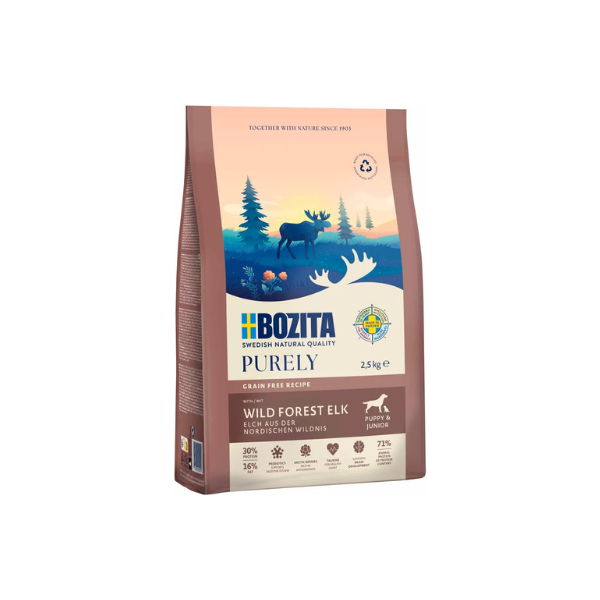 Bozita Purely Puppy & Junior Elg – Kornfrit Hvalpefoder (EU) - FjeldgaardShop.dk Hvalpefoder Bozita