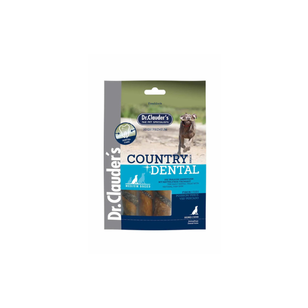 Dr.Clauder’s Country Dental Dog Snack Fishskin Medium 120 gr.(EU) - FjeldgaardShop.dk Dental Sticks Dr. Clauder's
