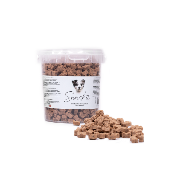 Snack'it Semi-Moist Mini Bones m. Laks 500 gr.(EU) - FjeldgaardShop.dk Kornfrie godbidder Snack'it