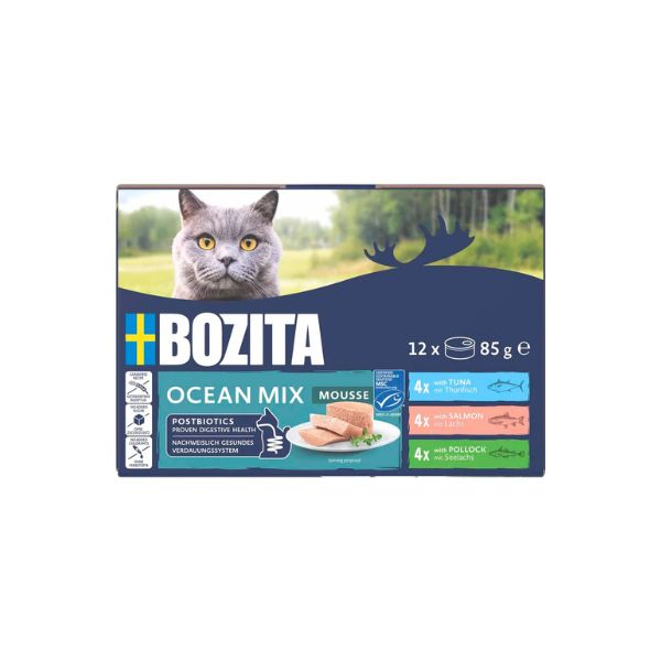 Bozita Mousse Mixed Sea 12x85 gr.(EU) - FjeldgaardShop.dk Vådfoder til katte Bozita