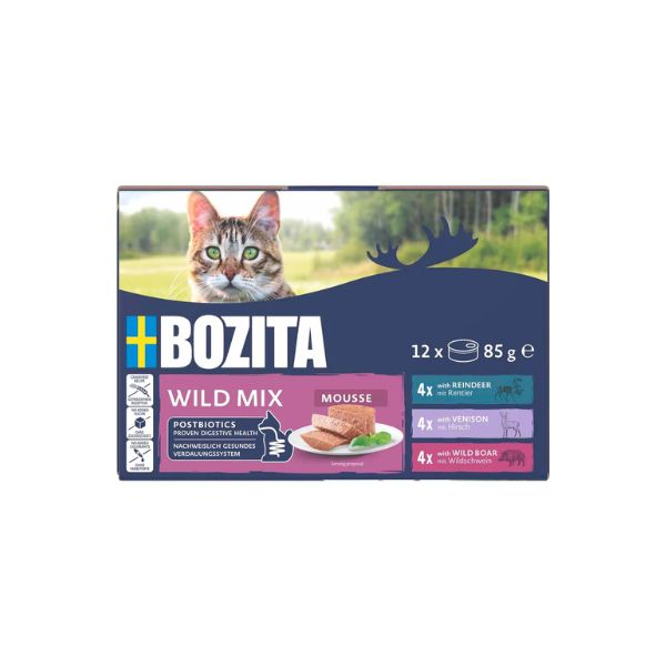 Vådfoder - Bozita Mousse Mixed Wild 12x85 gr. - FjeldgaardShop.dk Vådfoder til katte Bozita