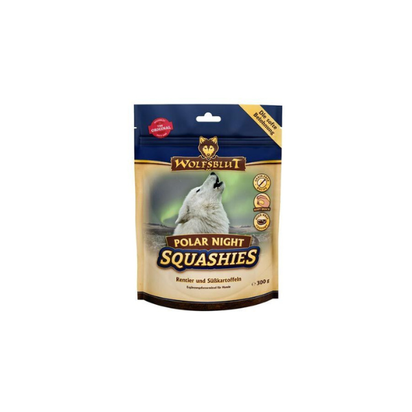 Hundegodbid - WOLFSBLUT Squashies Polar Night med rensdyr 300 gr. - FjeldgaardShop.dk Bløde godbidder WOLFSBLUT