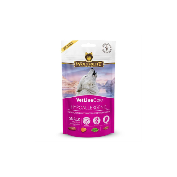 Hundegodbid - WOLFSBLUT VetLine Care Snack med hest – Hypoallergenic - FjeldgaardShop.dk Bløde godbidder WOLFSBLUT