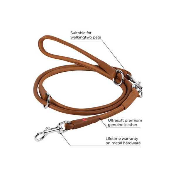 Hundesnor læder rundsyet – Waudog Soft dressurline - Brun - FjeldgaardShop.dk Hundesnor Wauwdog