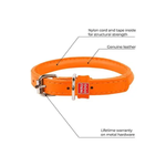 Waudog Soft Rundsyet Læderhalsbånd – Orange by Wauwdog