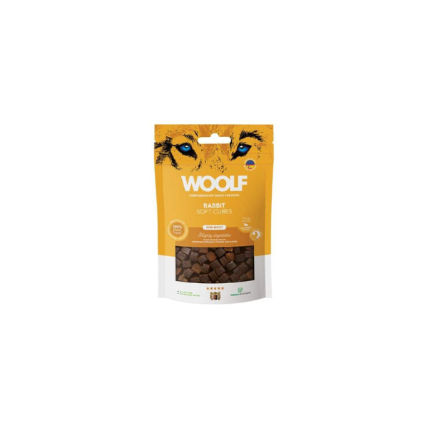 Hundegodbidder - Woolf Soft Cubes Rabbit 100 gr. - FjeldgaardShop.dk Bløde godbidder Woolf