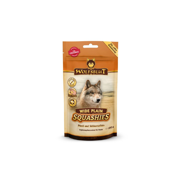 Hundegodbidder – Wolfsblut Squashies Wide Plain Horse 100 gr. - FjeldgaardShop.dk Kornfrie godbidder WOLFSBLUT