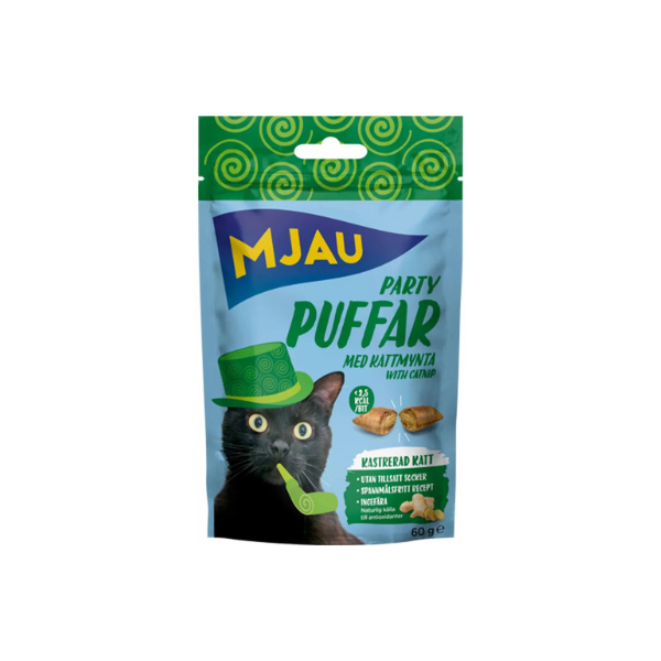 Mjau Party Puffs Katteurt 60 gr. (EU) Kornfri kattegodbid - FjeldgaardShop.dk Kattegodbidder Doggy