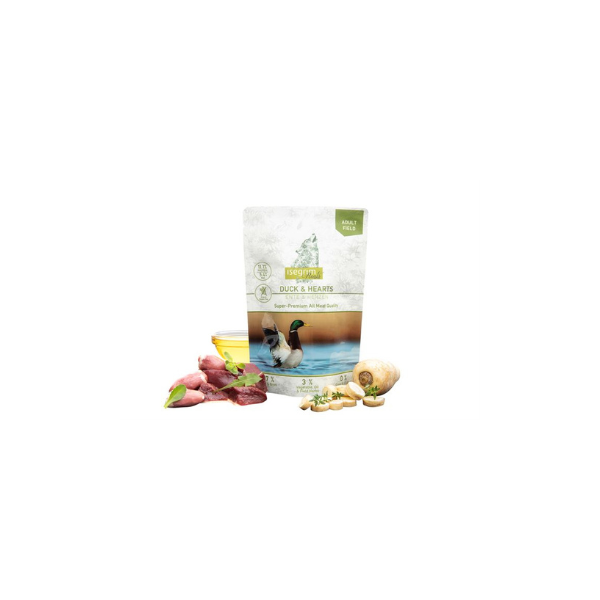 Vådfoder - ISEGRIM Duck & Hearts 410 gr. Kornfri