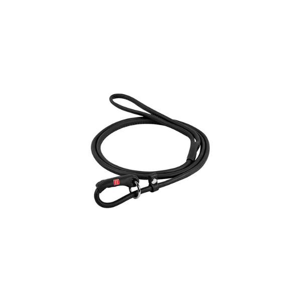 Hundesnor - Waudog Soft Rundsyet Læder Udstillingsline – Sort (135 cm / 6 mm) - FjeldgaardShop.dk Hundesnor Wauwdog