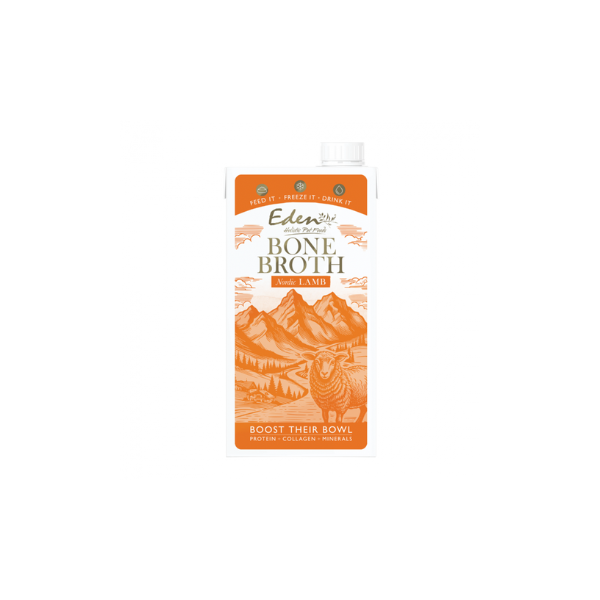 Fodertilskud - Eden Nordic Lamb Bone Broth 500 ml. - FjeldgaardShop.dk Vådfoder/dåsefoder til hunde EDEN