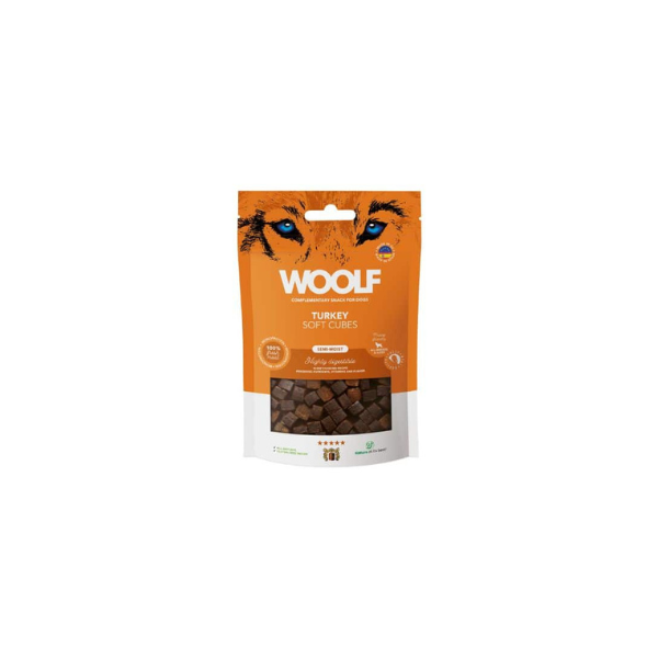 Hundegodbidder - Woolf Soft Cubes Kalkun 100 gr. - FjeldgaardShop.dk Bløde godbidder Woolf